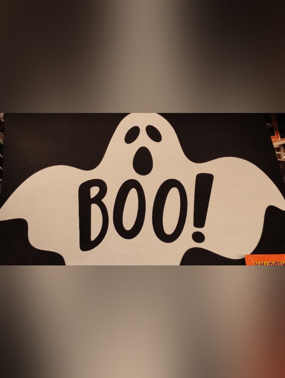 Ghost 'BOO!' Halloween Bath Mat — Black and White